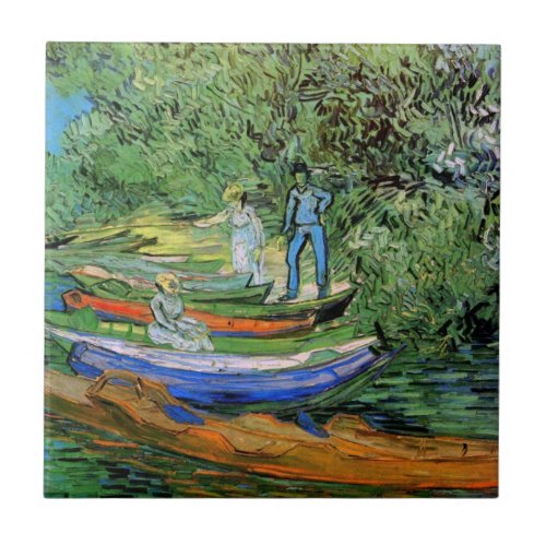 Bank of the Oise at Auvers by Vincent van Gogh Tile