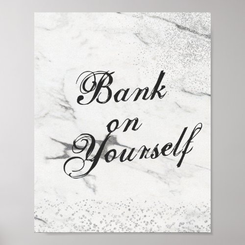 Bank On Yourself Gray Marble Silver Glitter Quote Poster