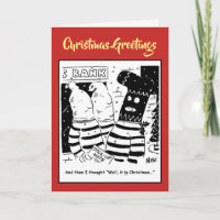 Bank Robber with a Christmas Stocking over Head Holiday Card