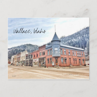Bank Street in Wallace Idaho Postcard