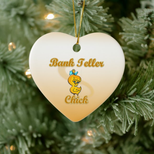 Bank Teller Chick Ceramic Ornament (Tree)