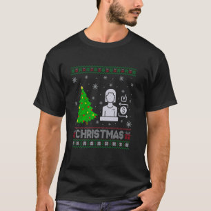 Bank Teller Xmas Tree Lighting Ugly Christmas Swea T-Shirt