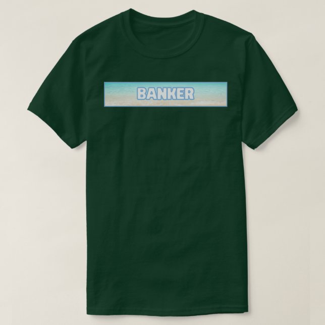 Banker Blue Beach Label T-Shirt (Design Front)