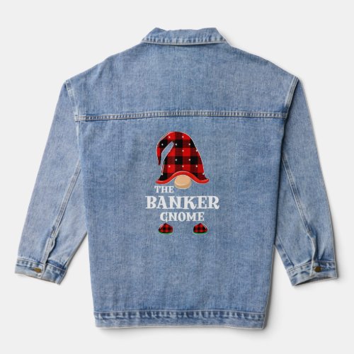 Banker Gnome Buffalo Plaid Funny Christmas Matchin Denim Jacket