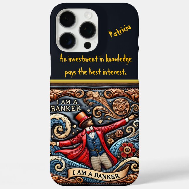 Banker-Themed Intricate Leather Art Case-Mate iPhone Case (Back)