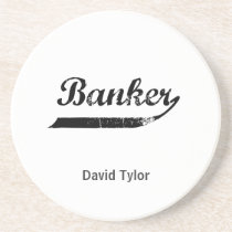 banker typography coaster