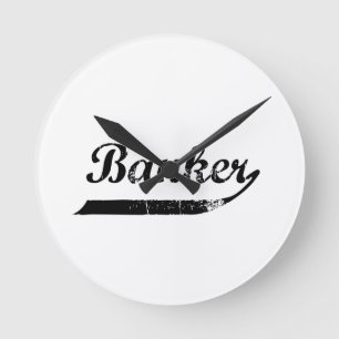 banker typography round clock