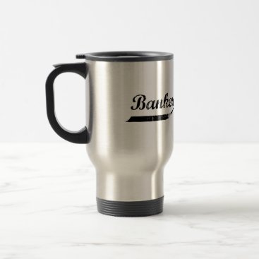 Banker typography travel mug