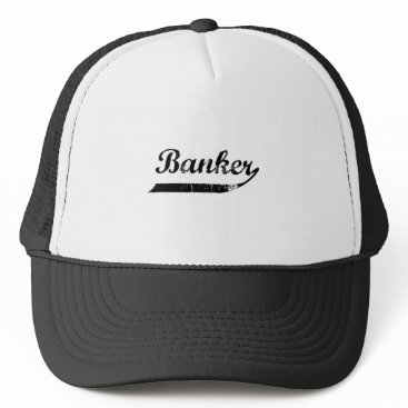 banker typography trucker hat