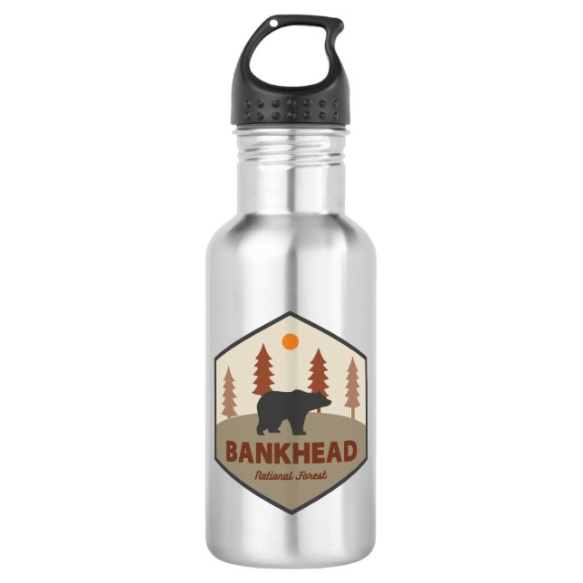 Bankhead National Forest Alabama Bear Stainless Steel Water Bottle (Front)
