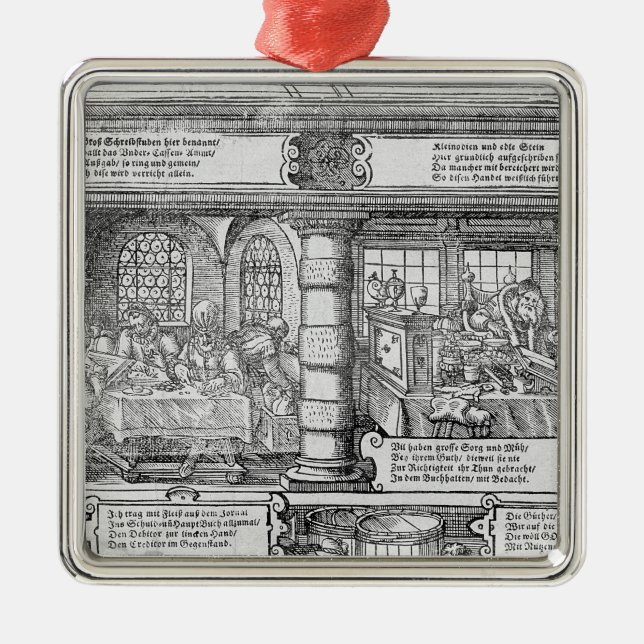 Banking Scene Metal Ornament (Front)