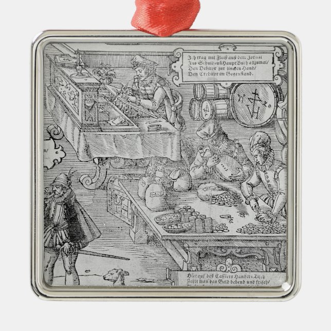 Banking Scene Metal Ornament (Front)