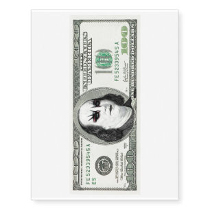 Banknote Gothic Parody Money Temporary Tattoo