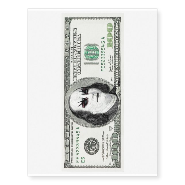 Banknote Gothic Parody Money Temporary Tattoo (Front)
