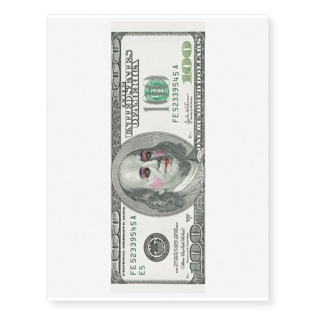 Banknote Parody Money Temporary Tattoo (Front)