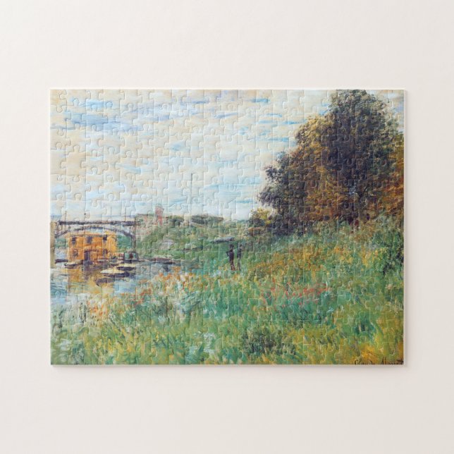 Banks of Seine at Argenteuil Bridge Monet Fine Art Jigsaw Puzzle (Horizontal)