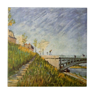 Banks of Seine, Pont de Clichy by Vincent van Gogh Ceramic Tile