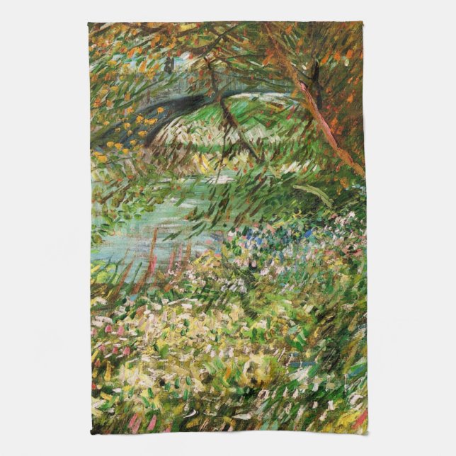 Banks of Seine, Pont de Clichy by Vincent van Gogh Kitchen Towel (Vertical)