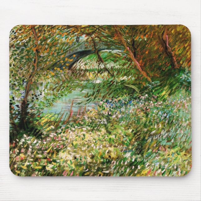 Banks of Seine, Pont de Clichy by Vincent van Gogh Mouse Pad (Front)
