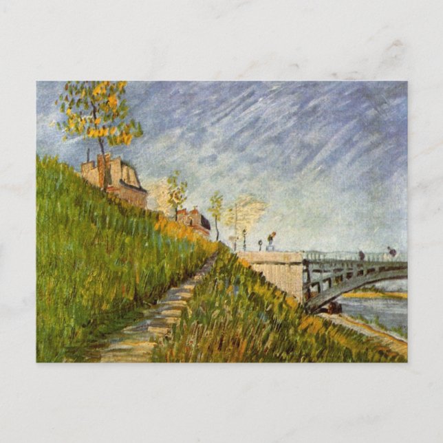 Banks of Seine, Pont de Clichy by Vincent van Gogh Postcard (Front)