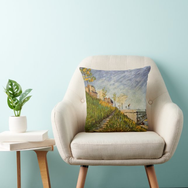 Banks of Seine, Pont de Clichy by Vincent van Gogh Throw Pillow (Chair)