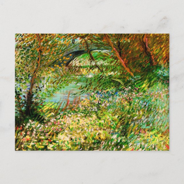 Banks of Seine Pont de Clichy Spring Van Gogh Fine Postcard (Front)