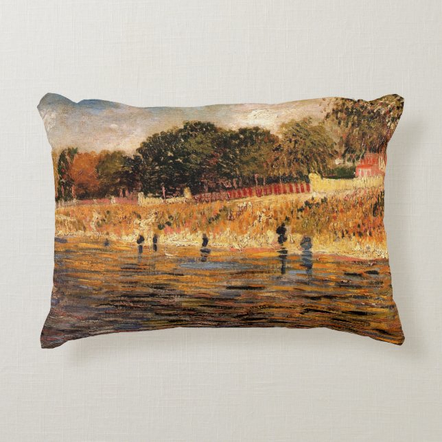 Banks of the Seine by Vincent van Gogh Decorative Pillow (Front)