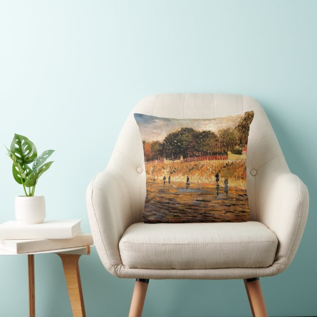 Banks of the Seine by Vincent van Gogh Throw Pillow (Chair)