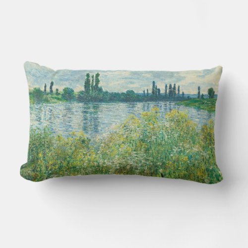 Banks of the Seine River by Monet Lumbar Pillow