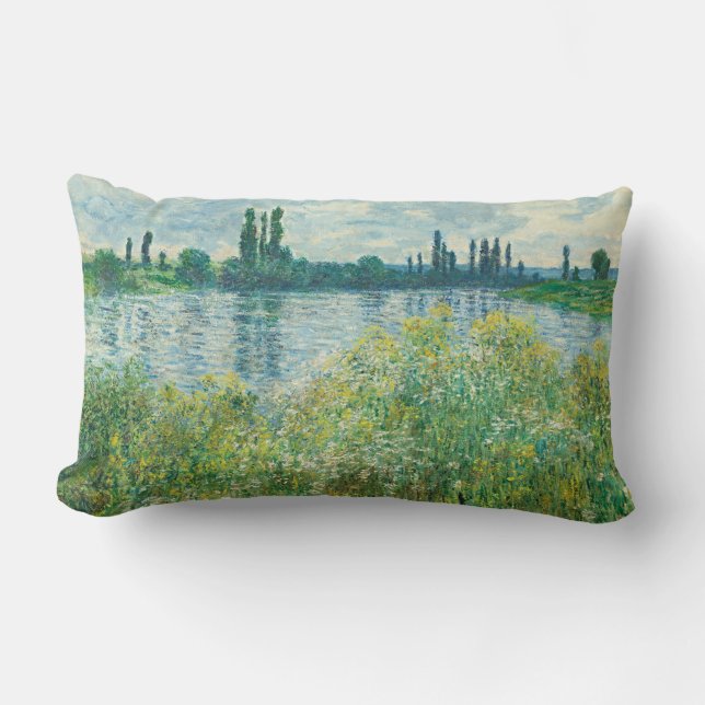 Banks of the Seine River by Monet Lumbar Pillow (Front)