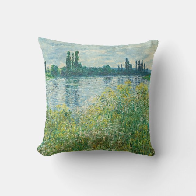 Banks of the Seine River by Monet Throw Pillow (Front)