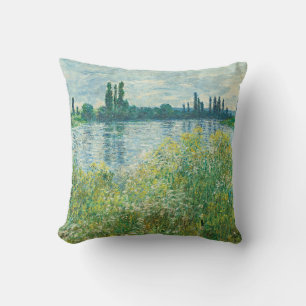 Banks of the Seine River by Monet Throw Pillow