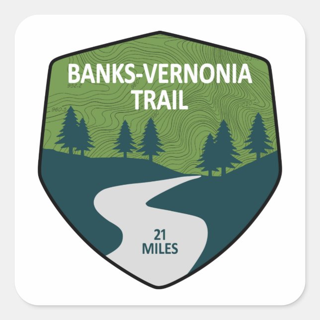 Banks-Vernonia Trail Square Sticker (Front)