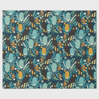 Banksia & Black Cockatoo Australian Botanical Wrap Wrapping Paper