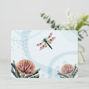 Banksia Flower Dragonfly Art Invitation