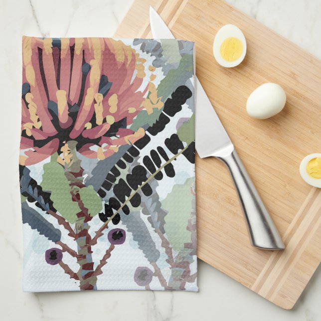 Banksia Flower Dragonfly Art Kitchen Towel (Quarter Fold)