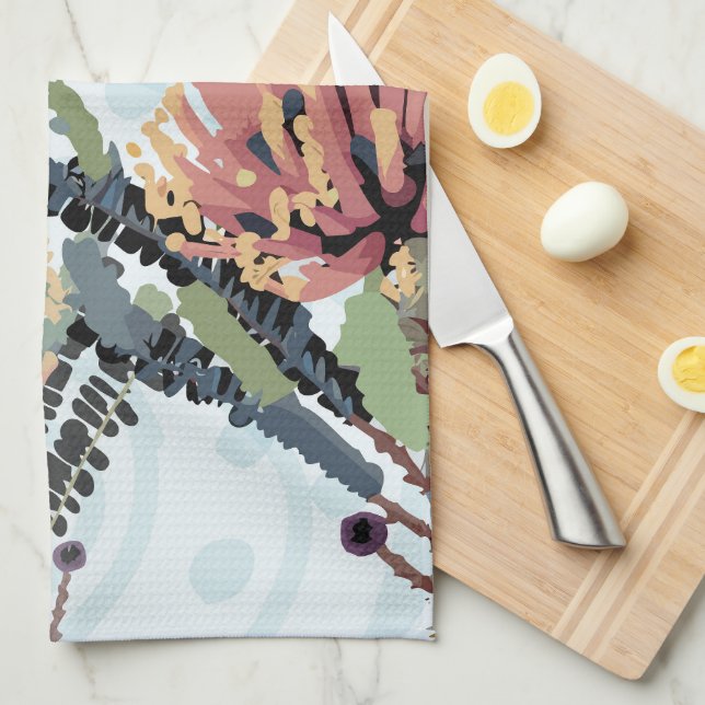 Banksia Flower Dragonfly Art Kitchen Towel (Quarter Fold)