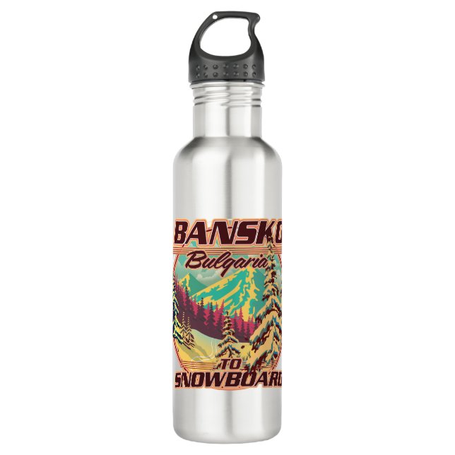 Bankso Bulgaria to Snowboard logo Stainless Steel Water Bottle (Front)