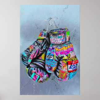 Banksy Boxing Gloves Poster, Banksy Graffiti Stree Poster