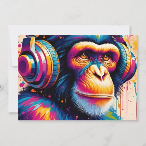 Banksy DJ Monkey Gorilla Chimp Art Print Invitation