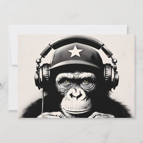 Banksy DJ Monkey Gorilla Chimp Art Print Invitation