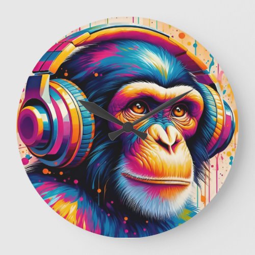 Banksy DJ Monkey Gorilla Chimp Art Print Large Clock