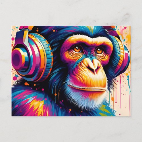 Banksy DJ Monkey Gorilla Chimp Art Print Postcard