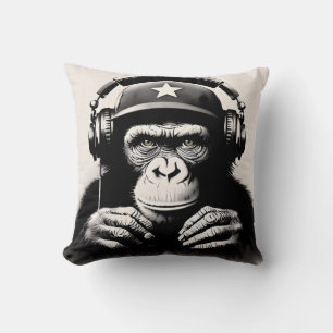 Banksy DJ Monkey Gorilla Chimp Art Print Throw Pillow