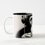 Banksy DJ Monkey Gorilla Chimp Art Print Two-Tone Coffee Mug