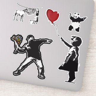 Banksy Graffiti grunge vinyl Balloon stickers set