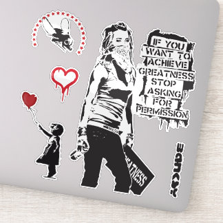 Banksy Graffiti grunge vinyl Greatnes stickers set
