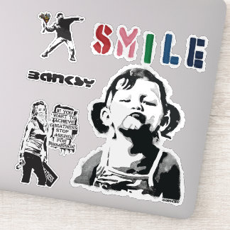 Banksy Graffiti grunge vinyl Smile stickers set