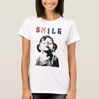 Banksy graffiti Quote SMILE with girl not smiling T-Shirt