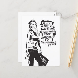 Banksy If you want to achieve greatness black Holiday Postcard